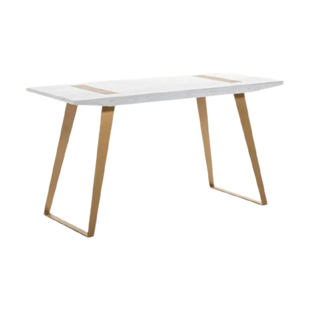 **Table à manger en marbre avec pieds en métal doré**